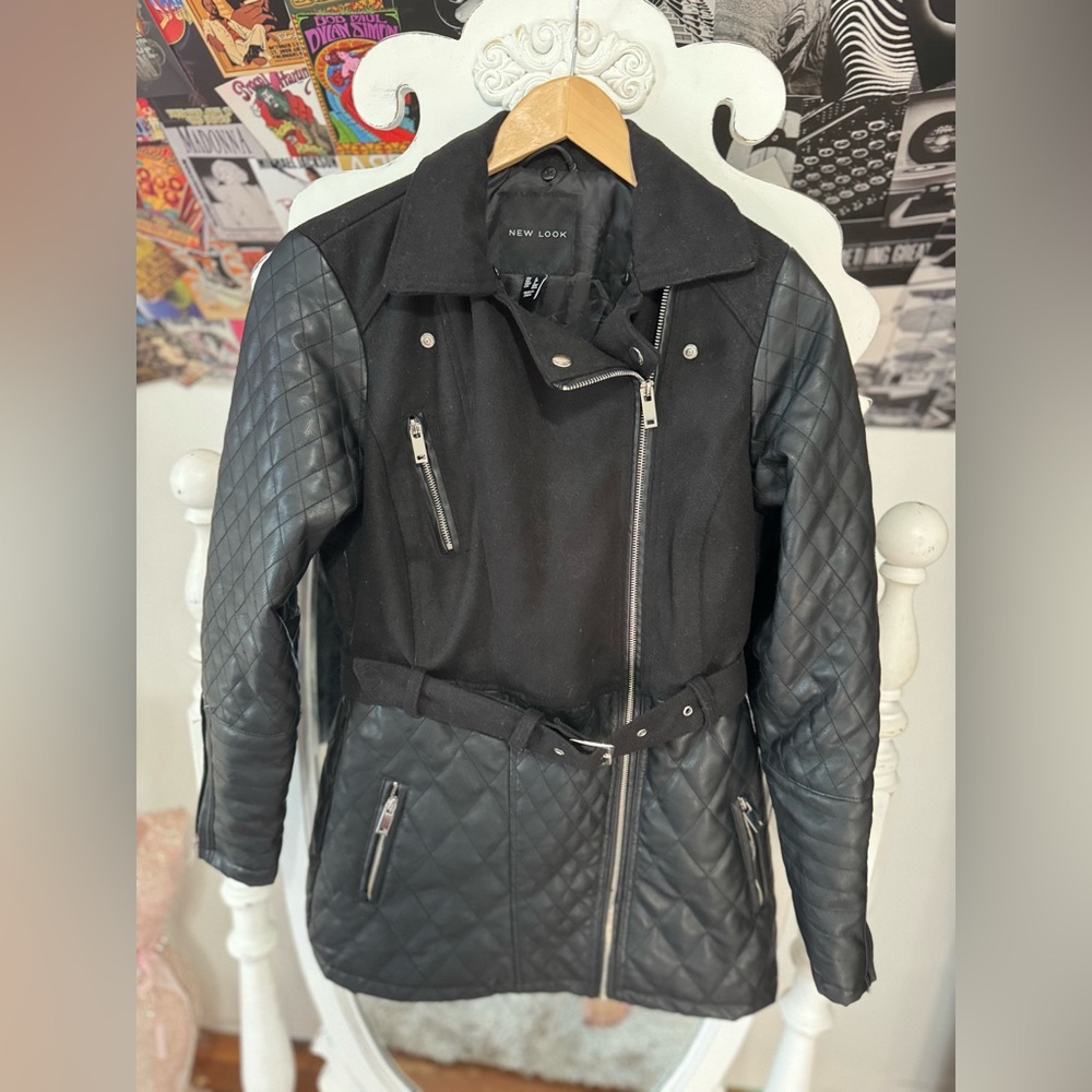 NEW LOOK 👀 Quilted Leather Jacket NWT.